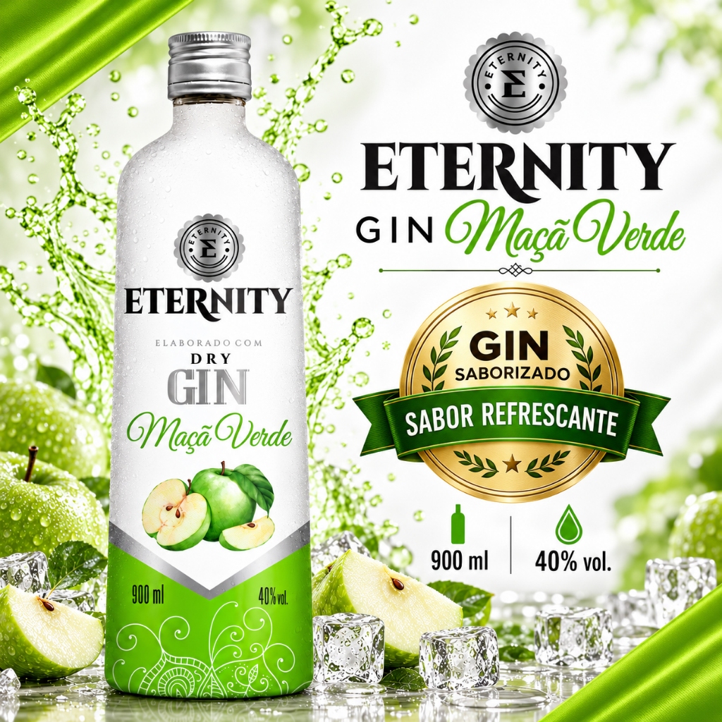 Kit Gin Eternity Maçã verde 900ml 40% Vol | 1, 2, 3 ou 4 Unidades