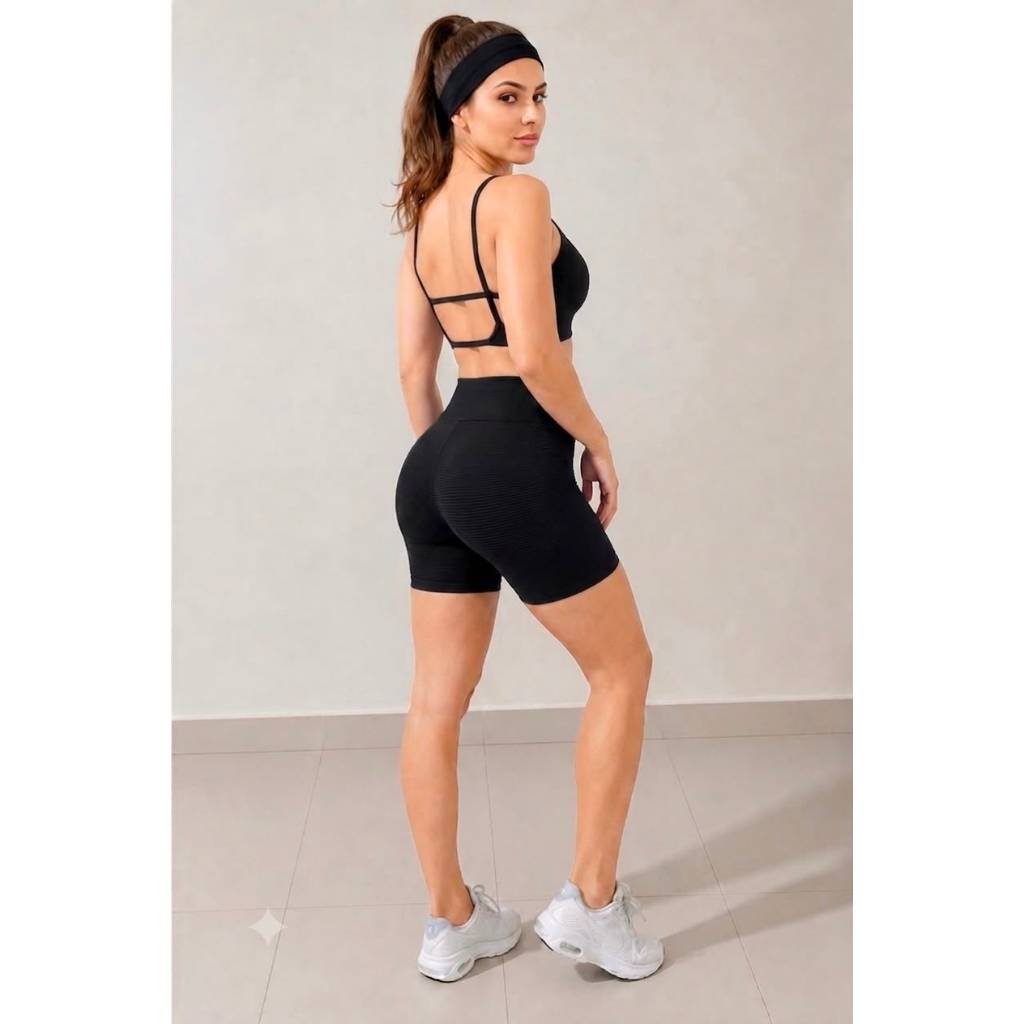 Conjunto Feminino Academia Topper Short Suplex Zero Transparencia Fitness Academia Treino PIlates Yoga Caminhada Corrida