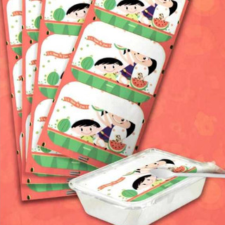 Etiqueta Adesiva Retangular 24 unidades  Sticker Papel Festa Temas Diversos Marmitinha Sacola