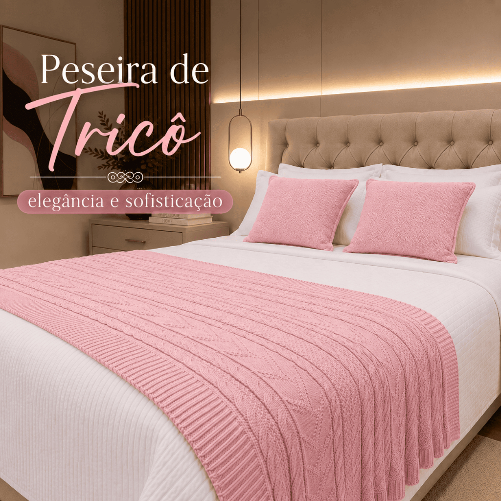 Peseira de Tricô Premium para Cama Casal Queen King Manta Decorativa Sofá Pé de Cama Manta de Tricô