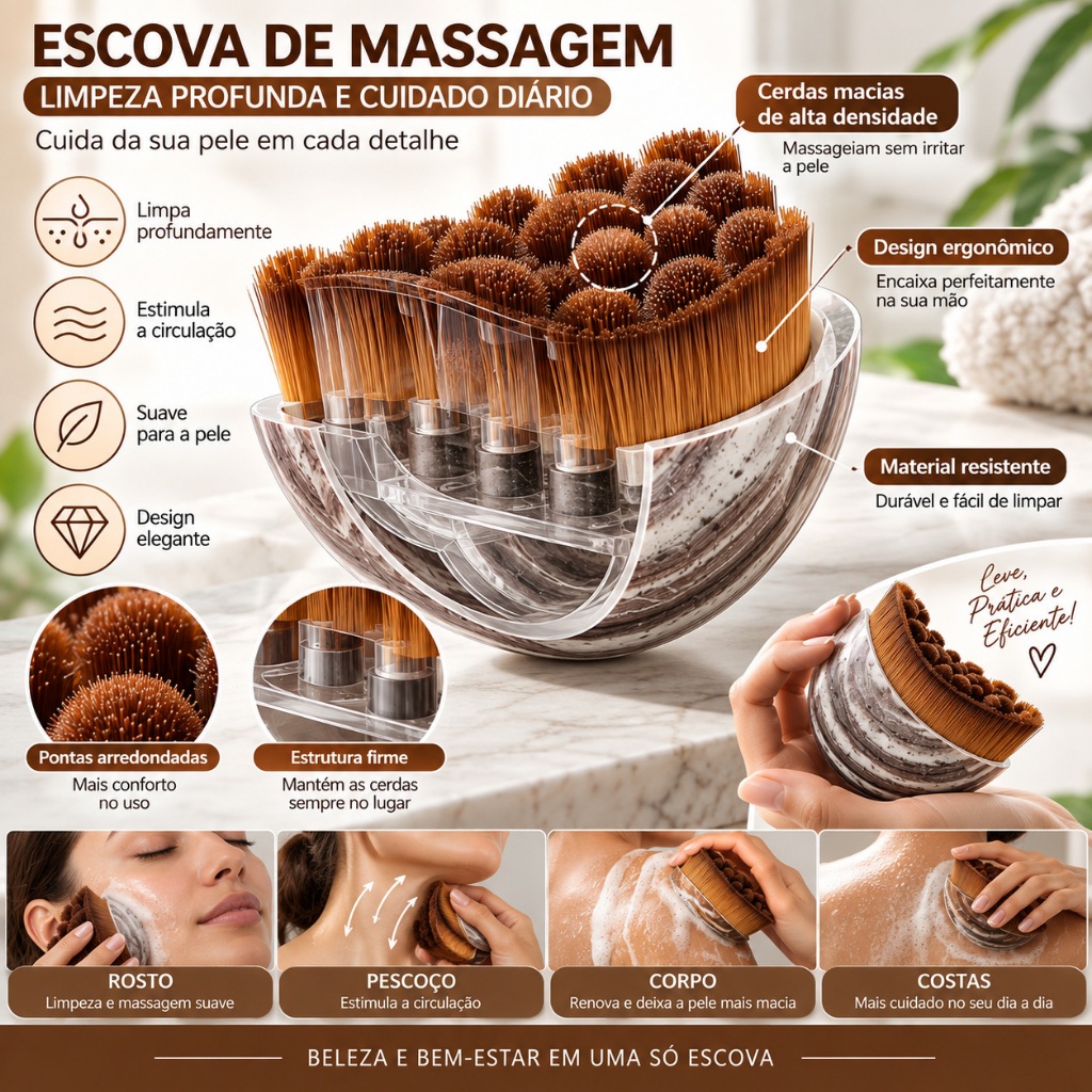 Kit com 1 unidades  nesta escova de massagem facial extragrande! Ideal para as bochechas e o cont massageador