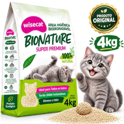 Areia De Mandioca 4kg Para Gatos Biodegradável Wisecat Bionature- Envio Imediato -