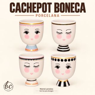 Cachepot Boneca Fofo Menina Porcelana Decoração