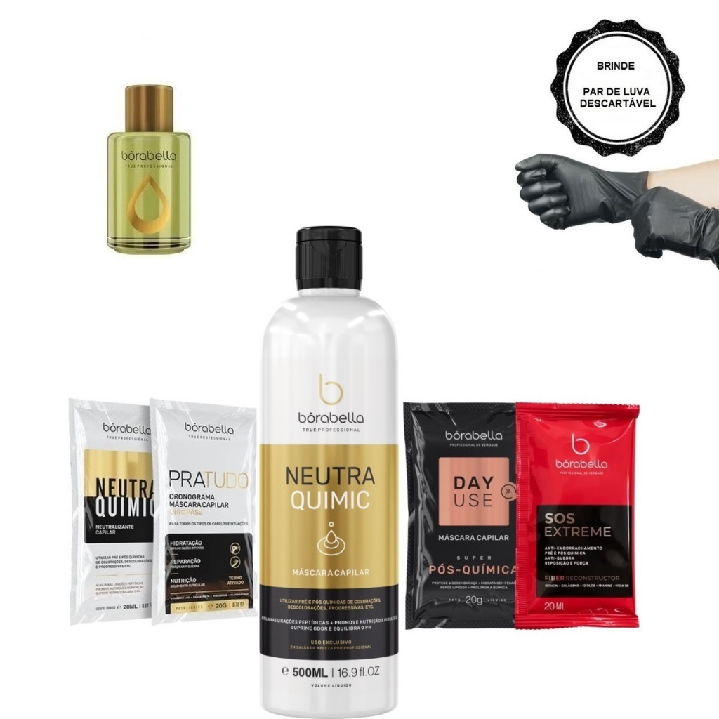 Borabella NeutraQuimic 500ml + Óleo Argan 7ml + Sachês