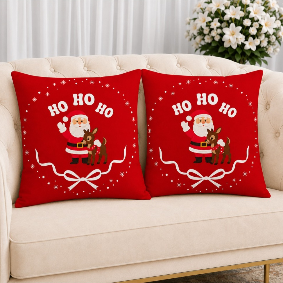 KIT 2 Capas Para Almofadas Decorativas de Luxo, Estilo Moderno Feliz Natal Lar Amor Sublimadas 45x45