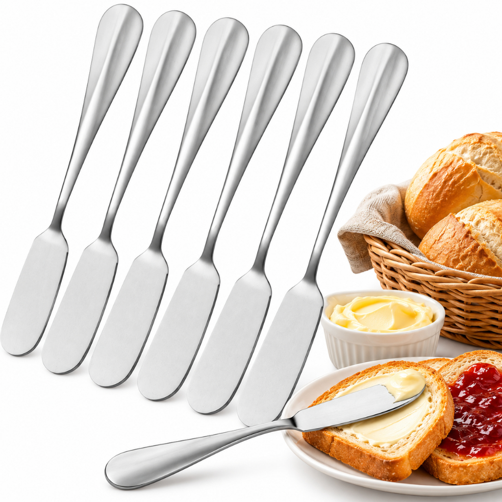 Kit 6 Espátula Para Manteiga Inox Profissional Para Patês Geleias Mec g Martorano Buffet Restaurante