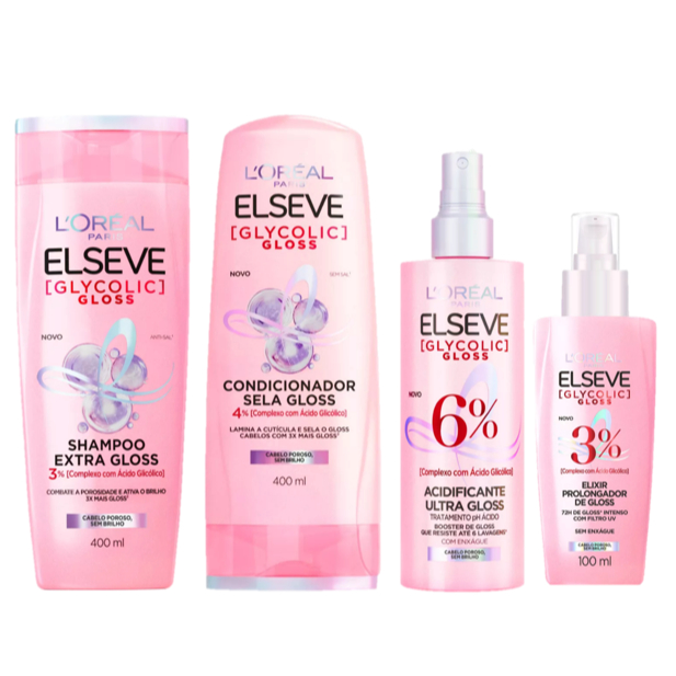 Imagem Kit Rotina Completa Antiporosidade Elseve Glycolic Gloss (4 Itens)