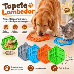 Comedouro Lambedor Interativo Tapete Lamber Hexagono Ração Úmida Para Cachorro Gatos