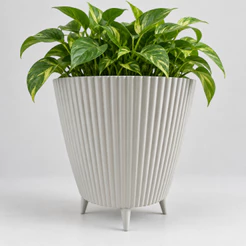 Vaso para Planta Canelado Moderno com Pezinhos Design Moderno 28x26x18 + Brinde incluso