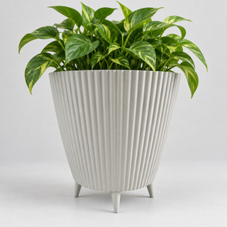 Vaso para Planta Canelado Moderno com Pezinhos Design Moderno 28x26x18 + Brinde incluso