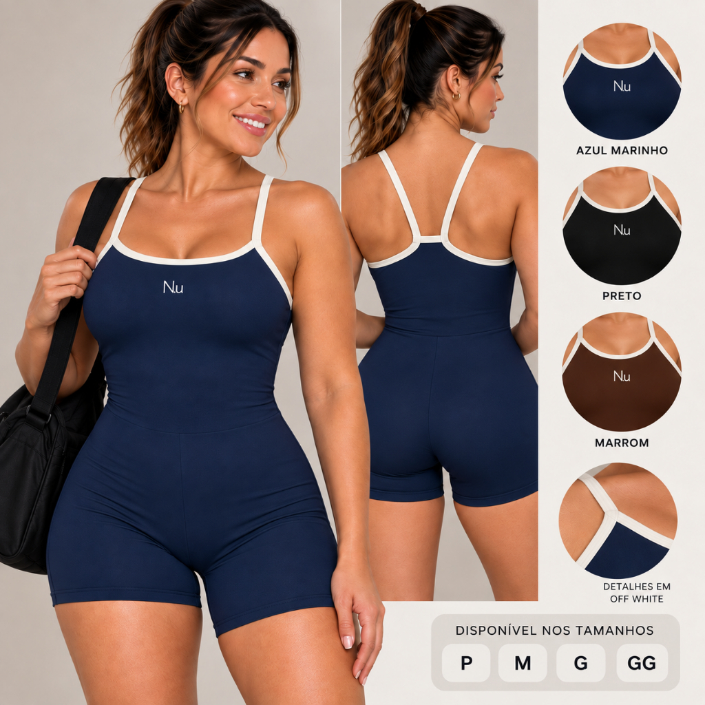 Macaquinho Academia Feminino Fitness Poliamida Curto Zero Transparência Roupa de Treino Modelador Esportivo P M G GG