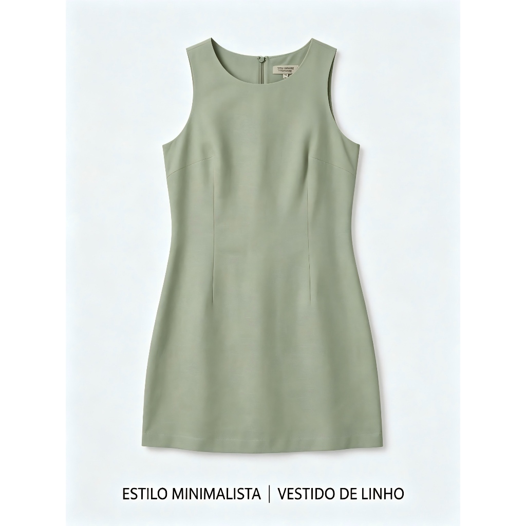 Vestido Feminino Curto De Linho Sem Manga Alça Larga Gola Canoa Casual Verão Look Elegante Tendência Moda Evangélica Cas