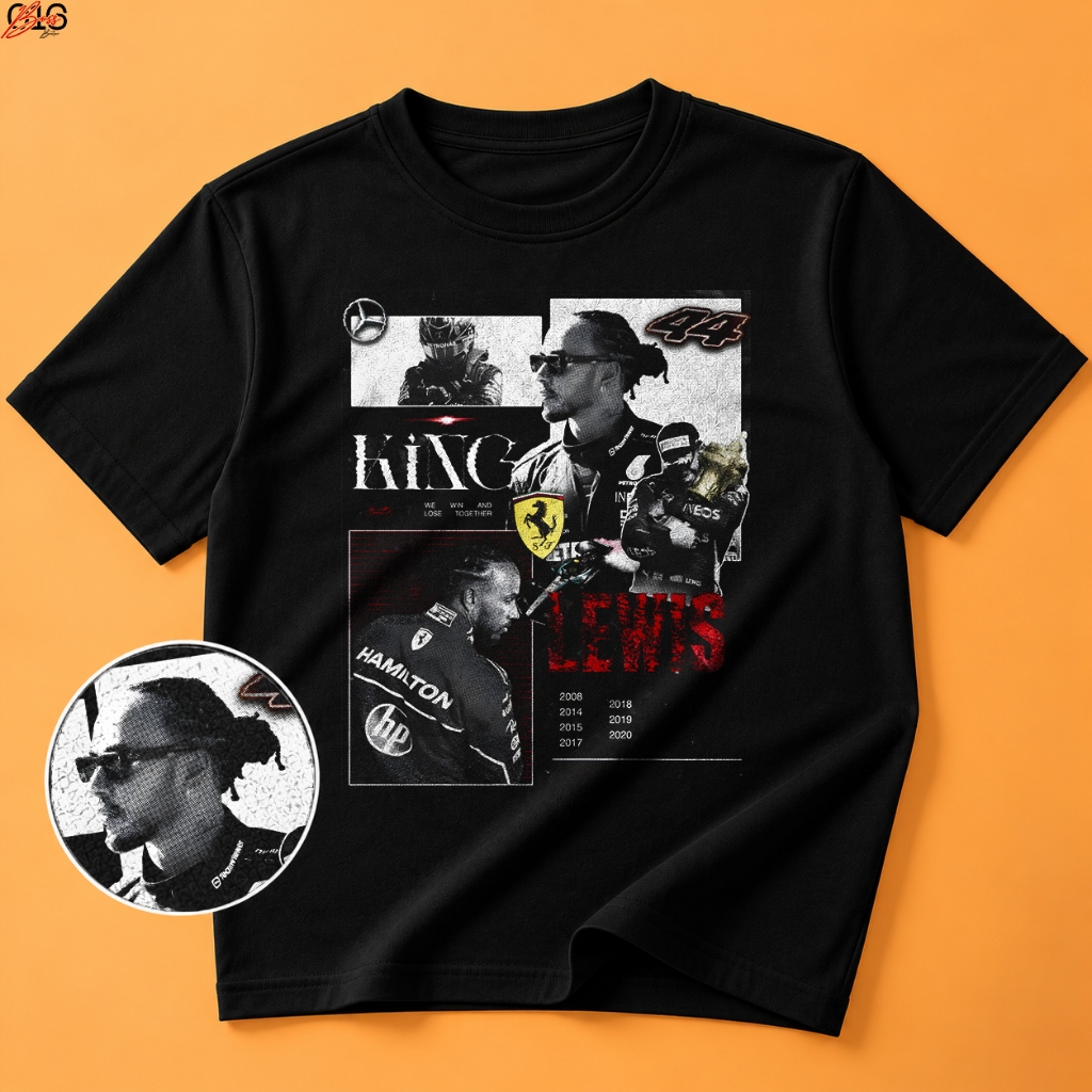 Camiseta Lewis Hamilton F1 Mercedes Fórmula 1 Estampada Masculina Feminina Preta Racing Automobilismo