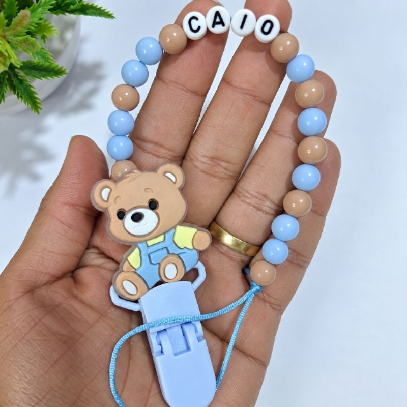 Prendedor de Chupeta Personalizado - Ursos meninos