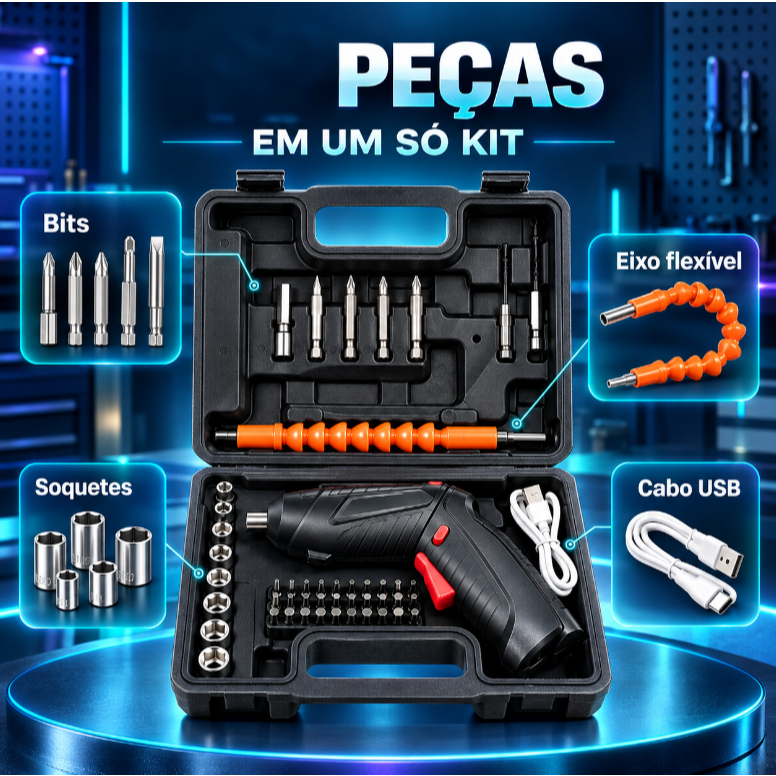 Kit Parafusadeira Sem Fio: O Que Esperar do Modelo com Eixo Flexível e Ponteiras?