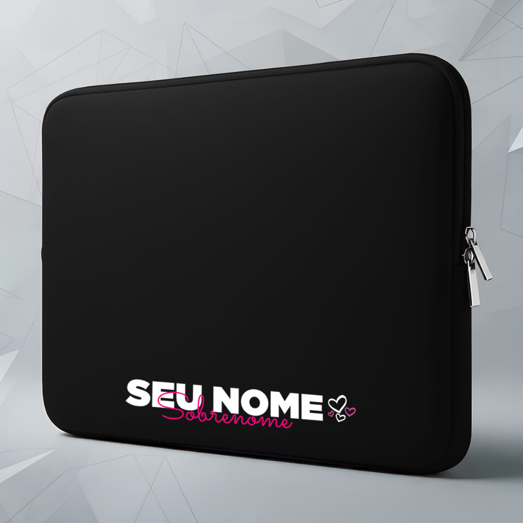 Capa Case Pasta Maleta Notebook Macbook Personalizada Neoprene 17.3/15.6/14.1/13.3/12.1/11.6/10.1 Nome - Sobrenome