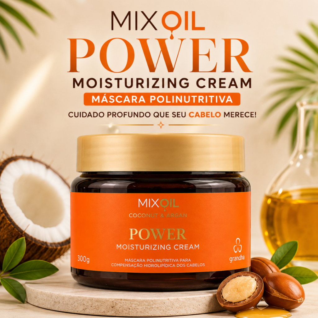 Máscara Capilar Pós-Praia e Piscina Mix Oil Power Moisturizing Cream 300g Reparação dos Cabelos Ressecados