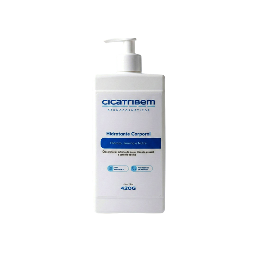 Cicatribem Hidratante Corporal 420g — Óleo Mineral, Aveia e Girassol | Toque macio e brilho saudável