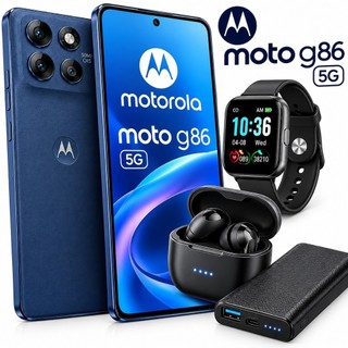 Celular Moto G86 5G NFC 256GB 12GB RAM Camera 50MP 5200Mah + Powerbank 10000Mah + Fone Bluetooth + Smartwatch