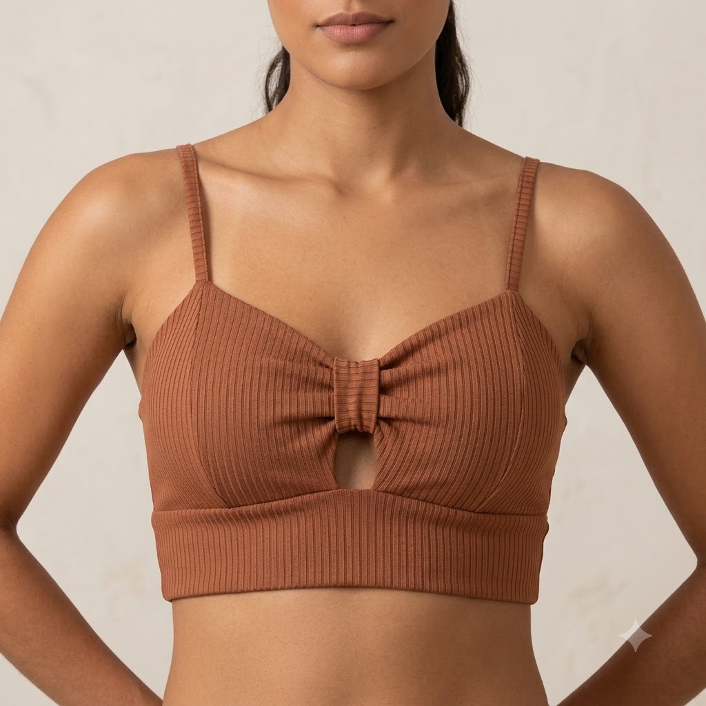 Cropped Canelado Feminino com Bojo Alcinha Regata Elegante Confortável Primavera Verão Look Casual Festa Moda Feminina