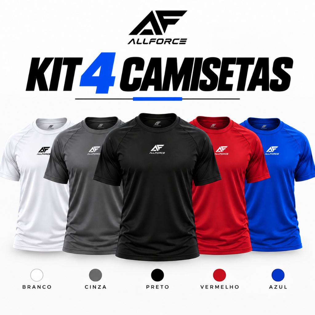 Kit 4 Camisetas Dry Fit Masculina Academia Corrida Treino Fitness Esporte Musculação Confortável