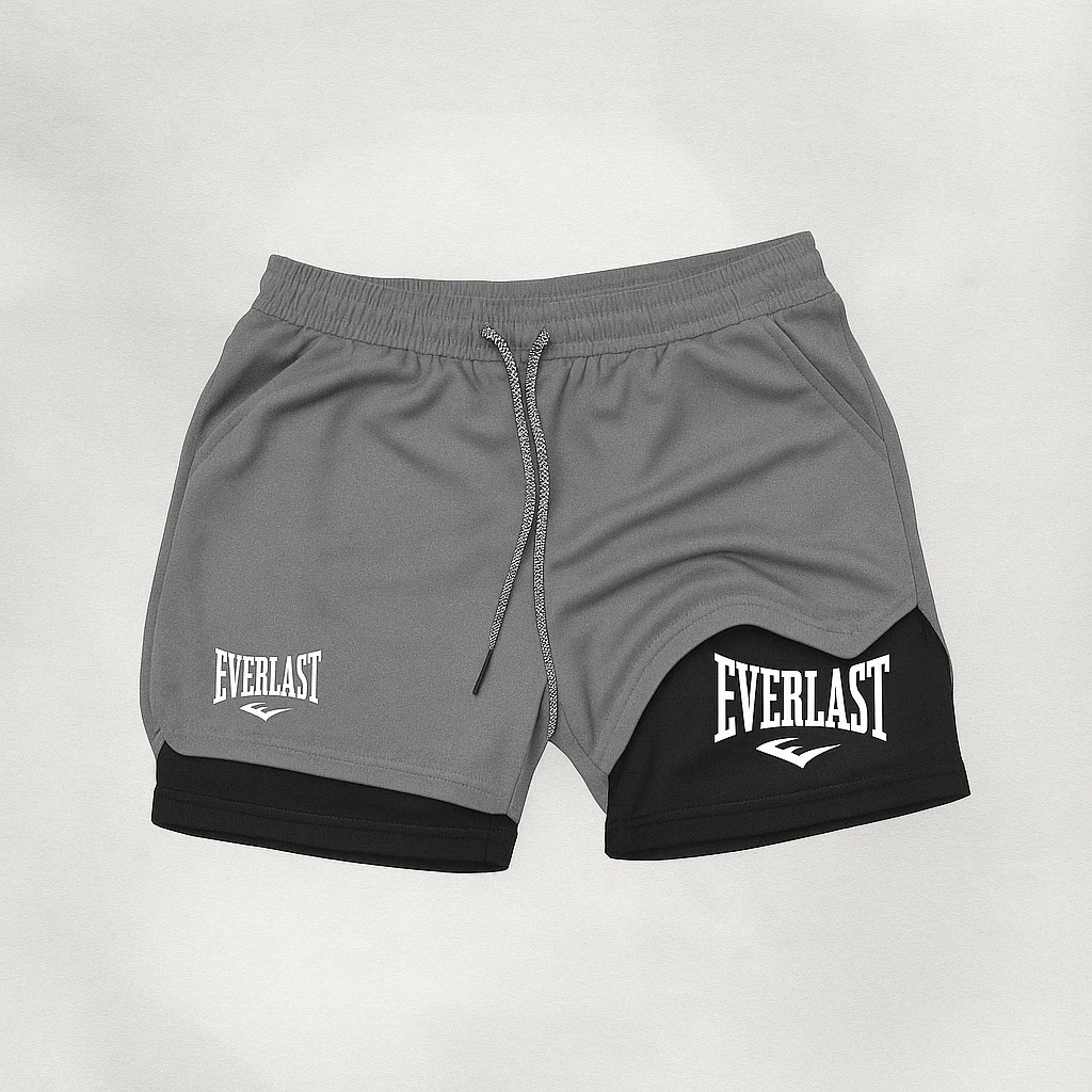 Bermuda Short Masculino Everlast 2 em 1 Compressão Academia Corrida Musculação Fitness Treino Funcional Esportivo