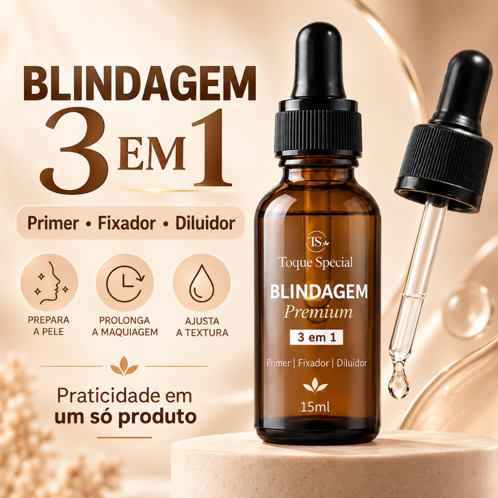 Blindagem Facial 3 em 1 Primer Fixador e Diluente de Maquiagem 15ml