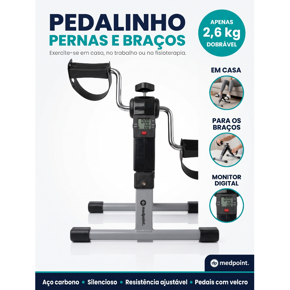 Mini Bicicleta Compacta portátil com display indoor Para Exercício Ergométrica Bike