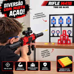 Arminha De Brinquedo Metralhadora Cano Longo Com Dardos Tipo Nerf E Super Mira Dia Das Crianças