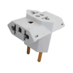 10 e 20x Adaptador Tomada Universal Benjamin "T" 10A - 20A Branco e Preto Distribuidora Galante
