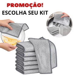 Pano de Aço para Limpeza Reutilizável Malha Metálica para Lavar Louça Panela Fogão Kit 5/10/15/20 Unidades Tira Gordu