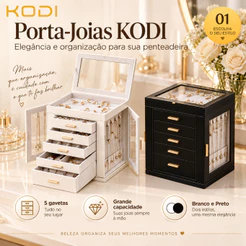 Porta Joias Grande em Couro Sintético Organizador Multilayer com Vários Compartimentos