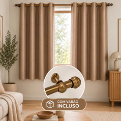 Cortina Blackout 2,20m x 1,30m Com Varão Incluso Quarto Sala Blecaute PVC corta 100 % a luz
