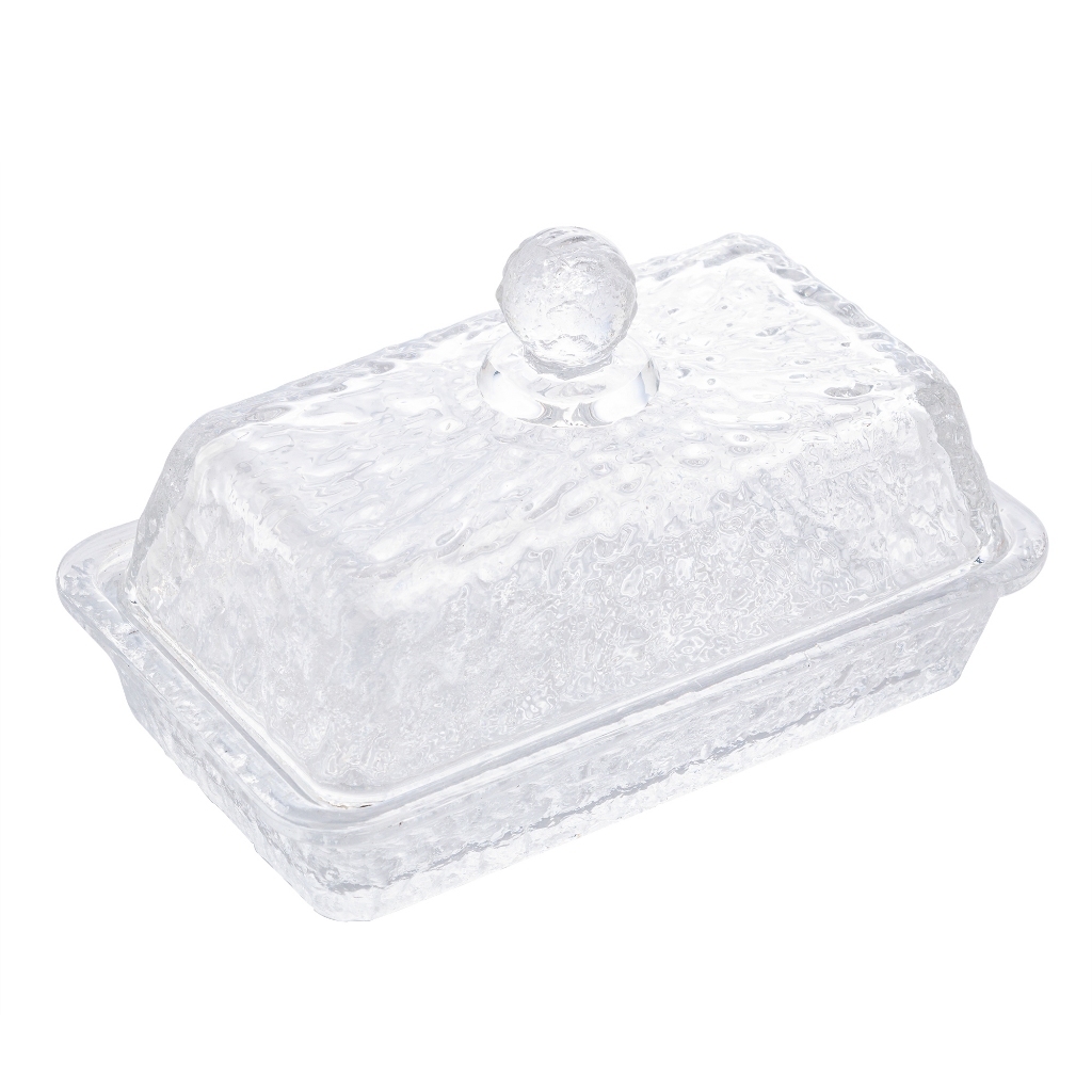 Manteigueira com Tampa Lyor Petra de Cristal Martelado 17cm Cozinha Presente Decoração Sofisticada Resistente Requintada