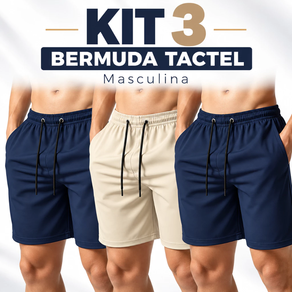 KIT 3 BERMUDAS MASCULINA ACADEMIA SHORT TACTEL TREINO PRAIA/CASUAL — imagem 1