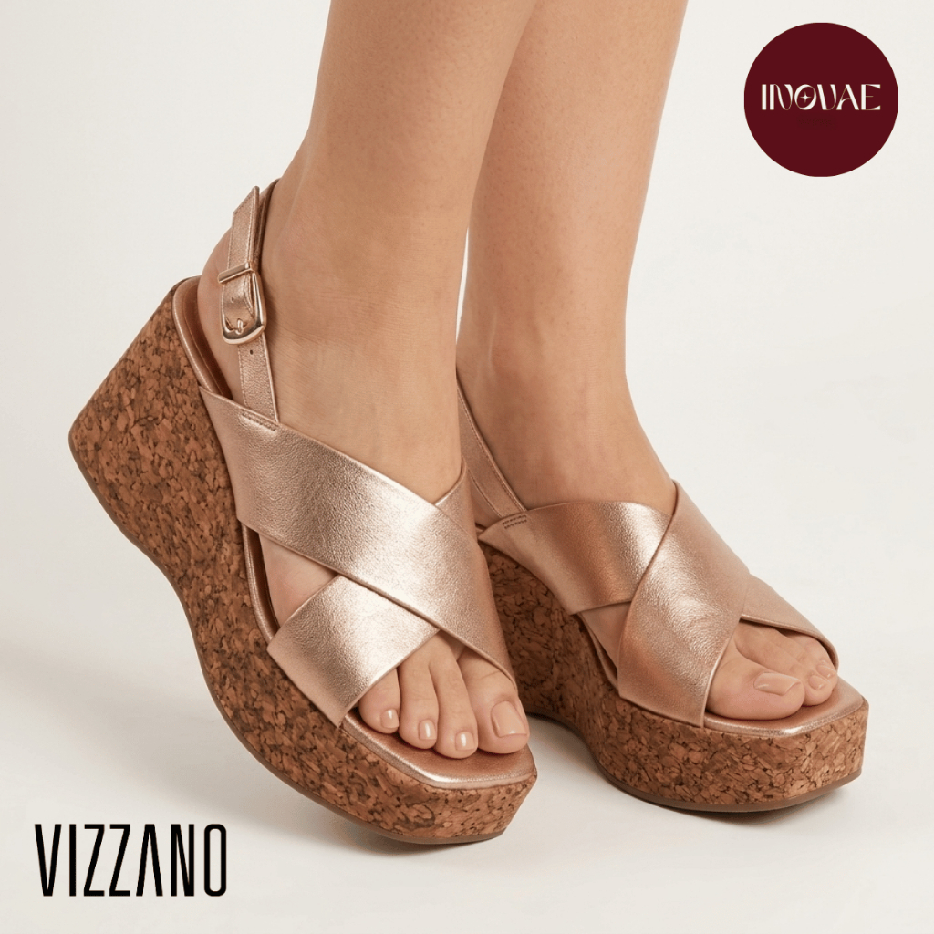 Tamanco Vizzano Feminino Sandália com Fivela Confortável Natural Casual Plataforma Anabela Original