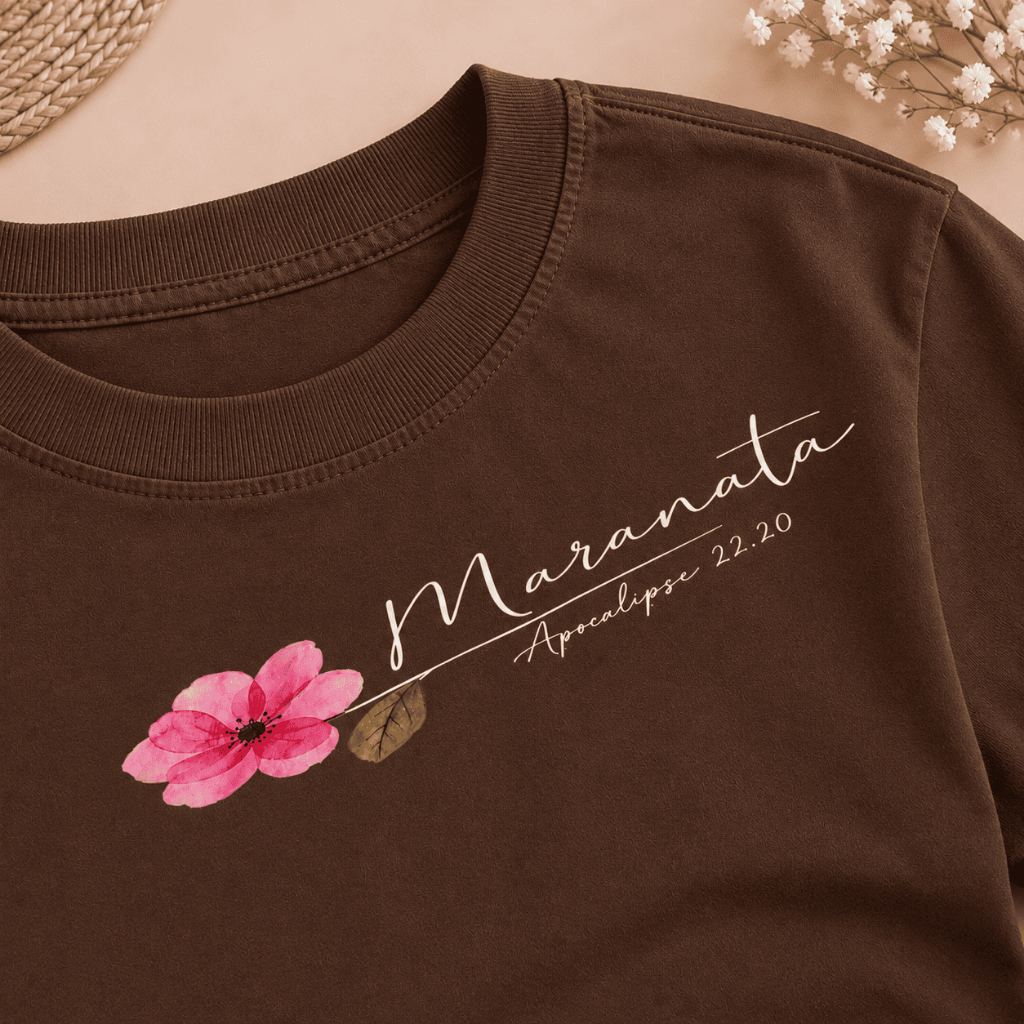 Camiseta T-Shirt Boxy Oversized Maranata Cristã Confortável Algodão Qualidade Premium Estampada Moda Básica