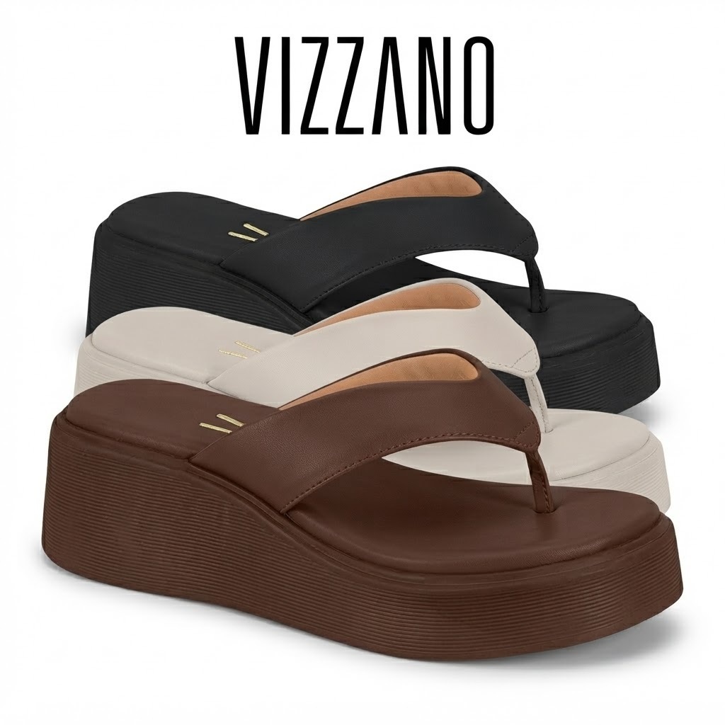Tamanco Vizzano Feminino Anabela Salto Plataforma Médio,Leve, Verão,Confortável Casual Dedo Original Lançamento