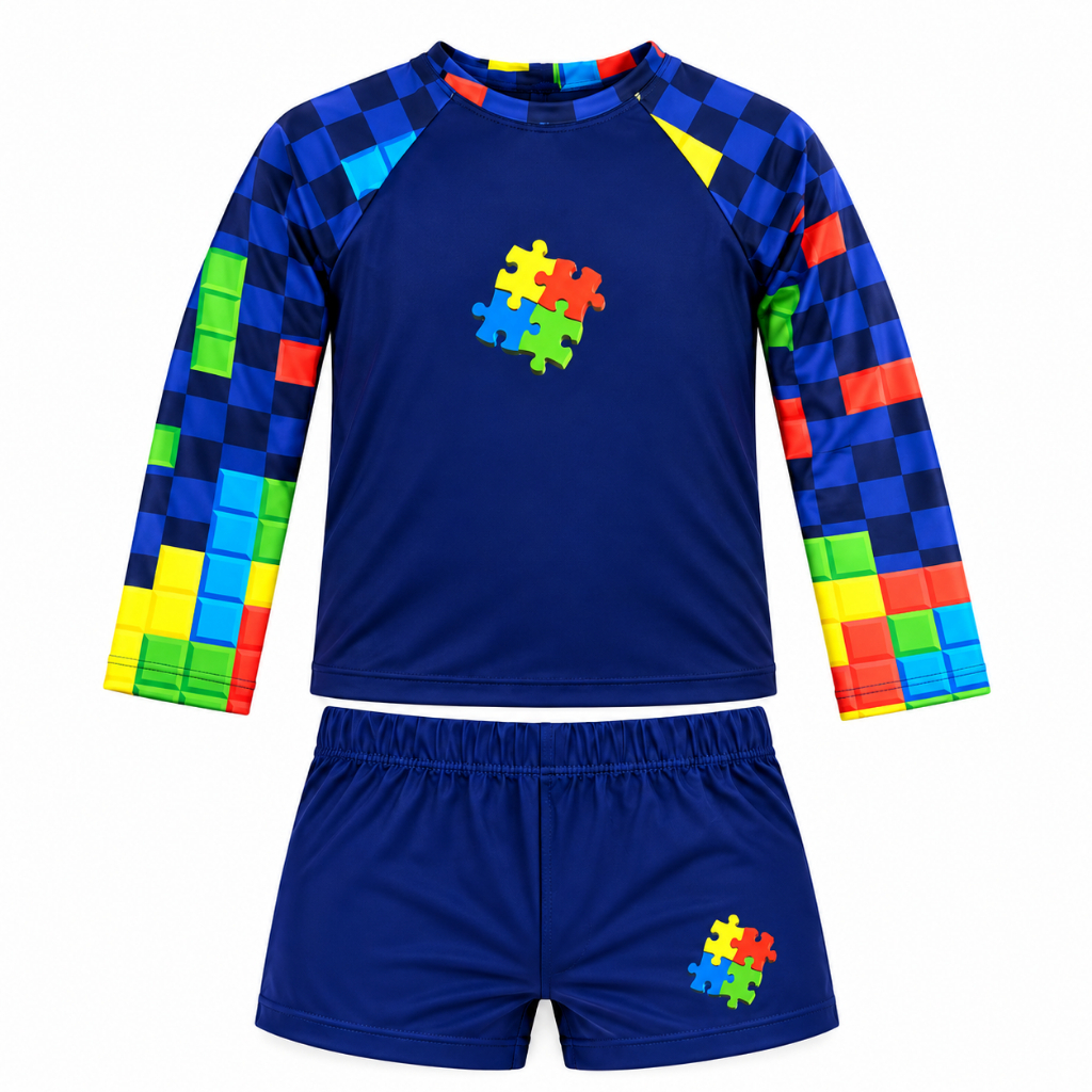 Conjunto Praia Kids Autismo Com Proteção UV50+