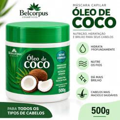 Máscara de Hidratação Capilar Óleo de Coco 500g – Hidratação e Brilho - Bell Corpus