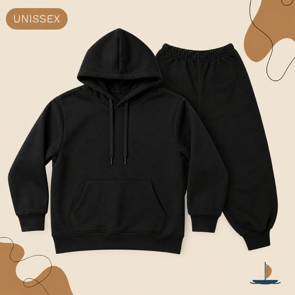 Conjunto de Frio Moletom Algodão Felpado Infantil Menino Menina Capuz Quentinho Bolso Canguru Inverno