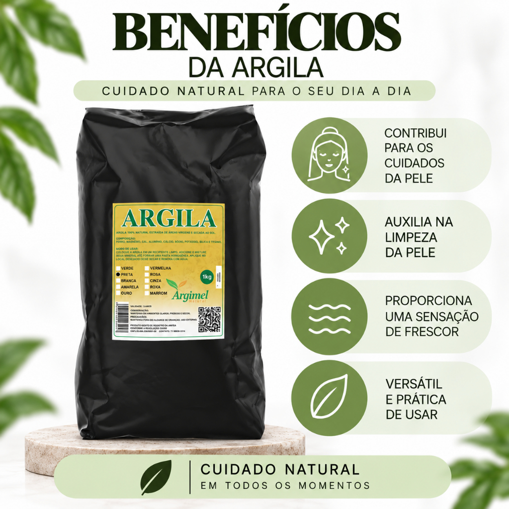 ARGILA PRETA 1Kg anti-inflamatório, antiestresse, adstringente, desintoxicante - Skin Care, Máscara facial — imagem 2 de 2