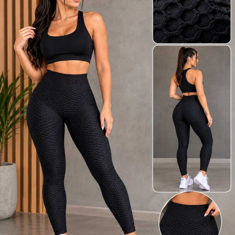 Legging Bolha Feminina 3D Suplex Cós Alto Fitness Academia Sem Transparência
