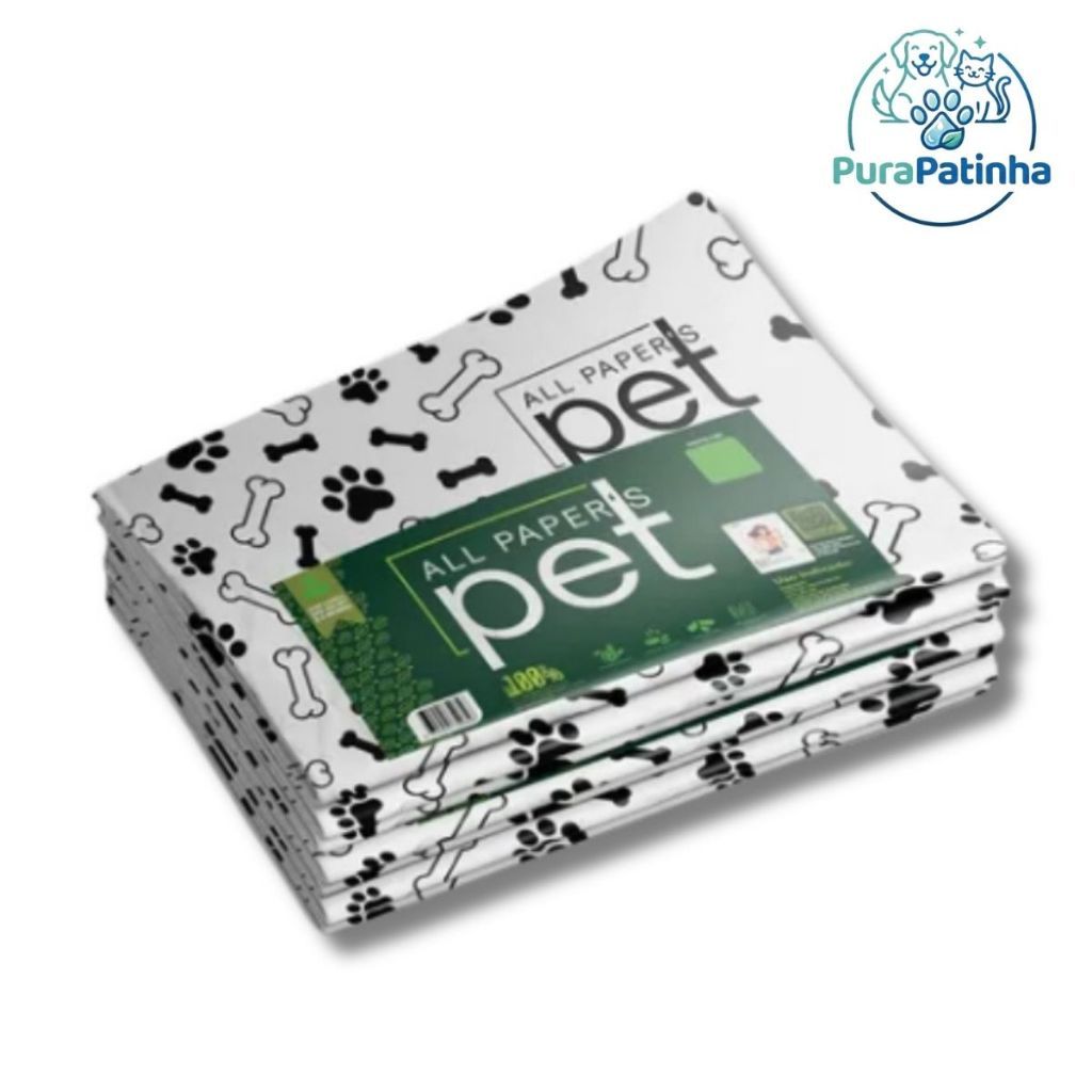 Tapete Higiênico Pet 60 Jornal Folhas Grande 63x58cm Biodegradável para Cachorro e Gato Sem Cheiro Descartável