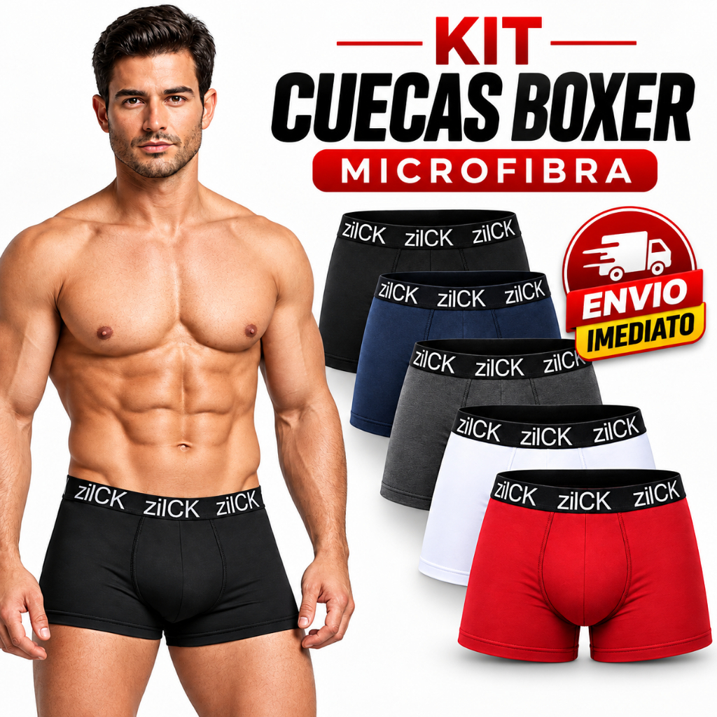 Kit com 10 Cuecas Boxer Masculina Microfibra Adulto Forro 100% Algodão Cueca Box Masculino Roupa Íntima Coeca