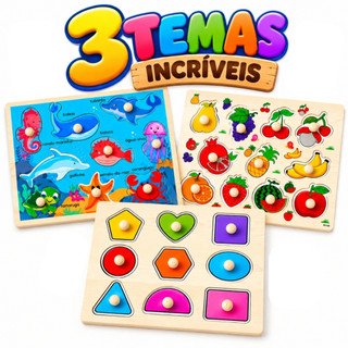 Quebra Cabeça Infantil Plaquinha com Pecinhas de Encaixe Brinquedo Educativo 1/2/3 Unidades