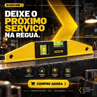 Nível De Mão Alumínio Profissional Com Imã 2 Bolhas 30cm a 60cm BOMVINK