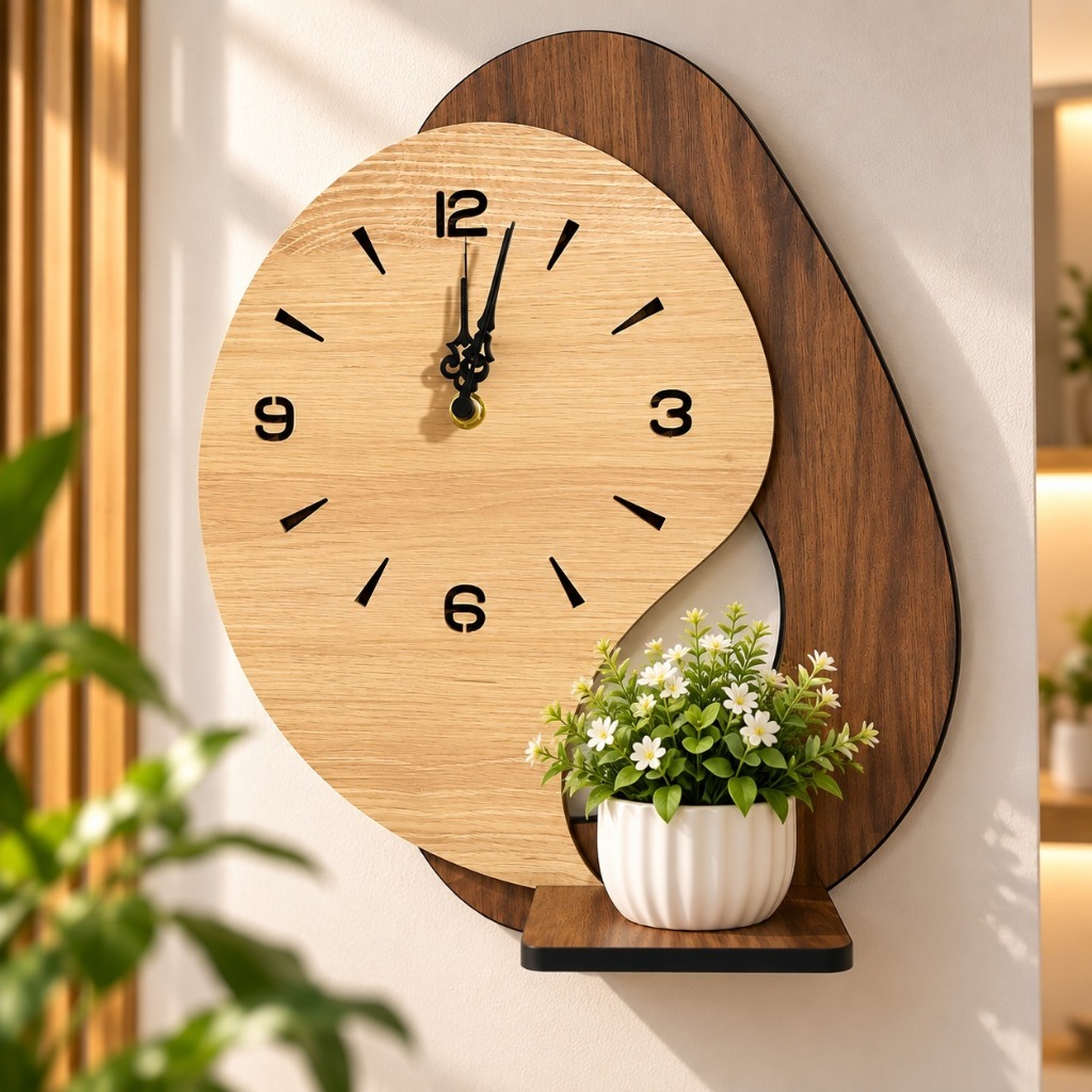 Relógio de Parede Decorativo Com Prateleira Moderno Luxo Sala Quarto Escritório Decoração Últimas Unidades