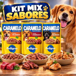 Kit 24, 48 ou 72 Pedigree Sachê Caramelo Ad Sabores Ração Úmida Lançamento