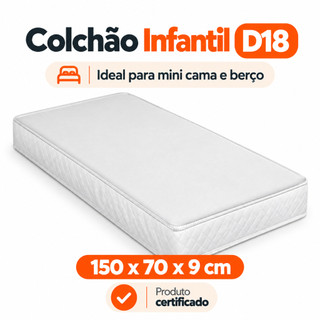 Colchão Infantil Espuma D18 Para Mini Cama Berço 150x70x9cm - Envio Full